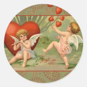 Sticker Rond Amours de Cupidons Antiques de la Saint-Valentin