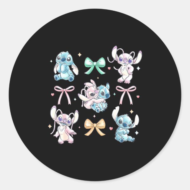 Sticker Rond Amp Angel Coquette Style Bows Valentines Day  (Devant)