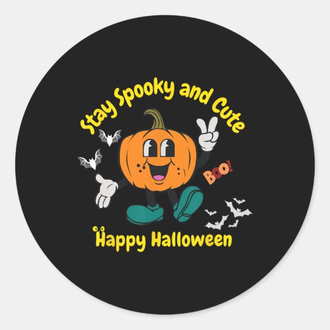 Sticker Rond &amp ; mignon Citrouille Halloween (Devant)