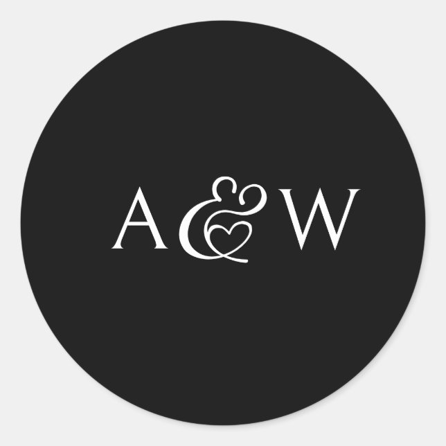 Sticker Rond Ampersand Monogram Mariage noir (Devant)