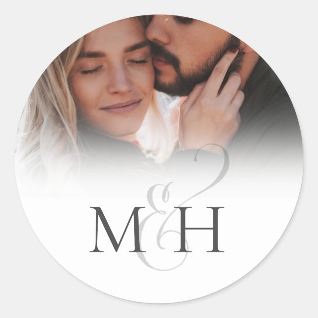 Sticker Rond Ampersande photo minimaliste simple Mariage (Devant)