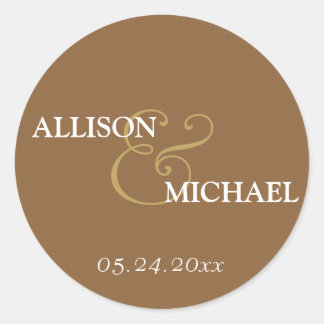 Sticker Rond Amperso marron mocha et mariage en faveur étiquett