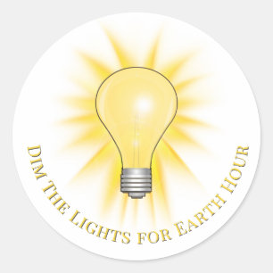 Sticker Rond Ampoule Assombrir Les Lumieres Heure De La Terre