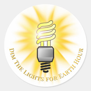 Sticker Rond Ampoule DEL Tamisez les lumières Heure de la Terre