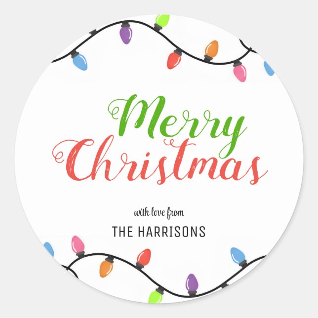 Sticker Rond Ampoules simples colorées Noël (Devant)