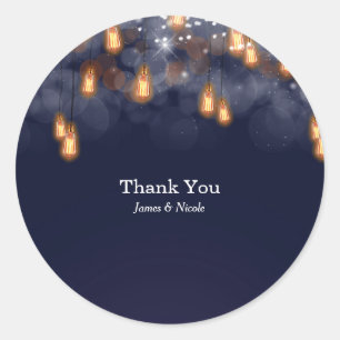 Sticker Rond Ampoules vintages pendantes Mariage rustique Favor