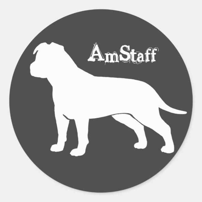 Sticker Rond AmStaff avec les oreilles souples (Devant)