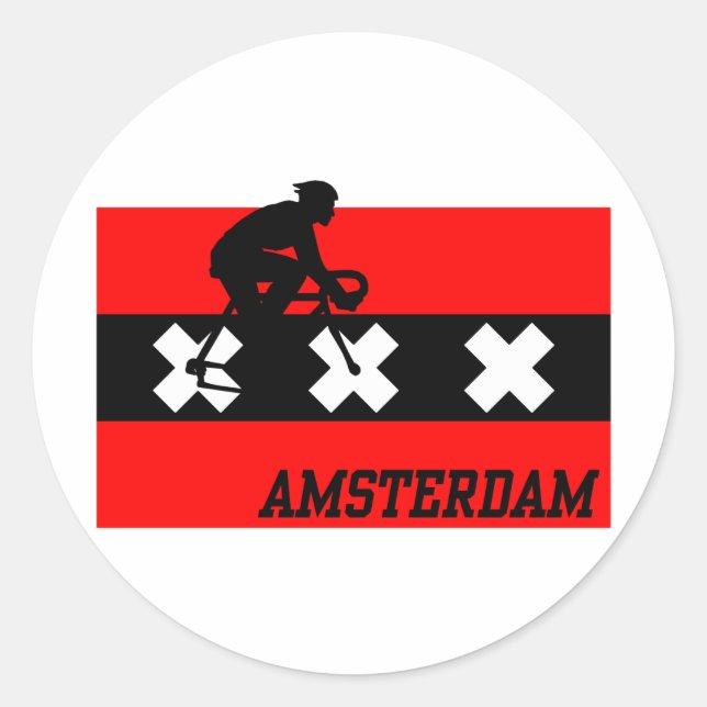 Sticker Rond Amsterdam Cycling Homme (Devant)