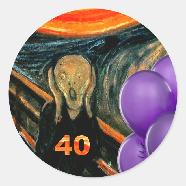 Sticker Rond Amusant 40ème anniversaire (Devant)