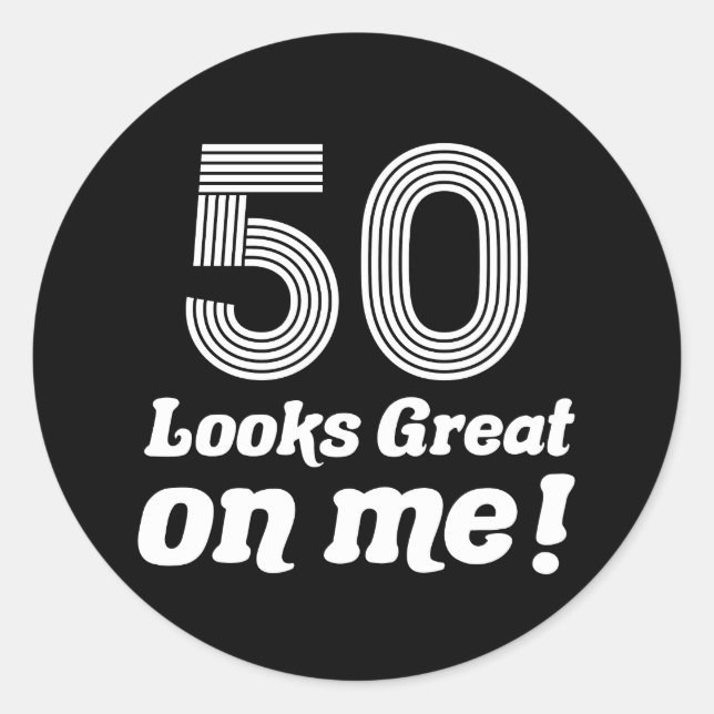 Sticker Rond Amusant 50e anniversaire pour elle (Devant)