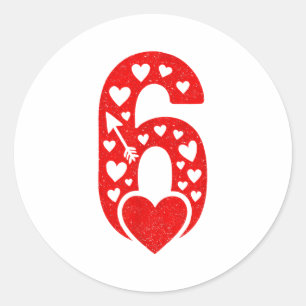 Sticker Rond Amusant 67 Numéro 6-7 6 7 Saint-Valentin Correspon