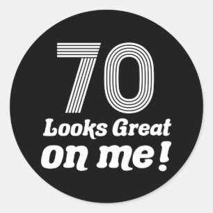 Sticker Rond Amusant 70e anniversaire pour elle