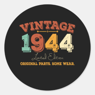 Sticker Rond Amusant 81 ans 1944 Vintage 81e anniversaire Cadea