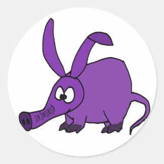 Sticker Rond Amusant Aardvark violet