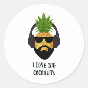 Sticker Rond Amusant Aloha Plages Ananas Portant des Sungles Co