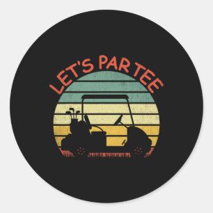Sticker Rond Amusant amateur de golf rétro, allons Par-tée Pani