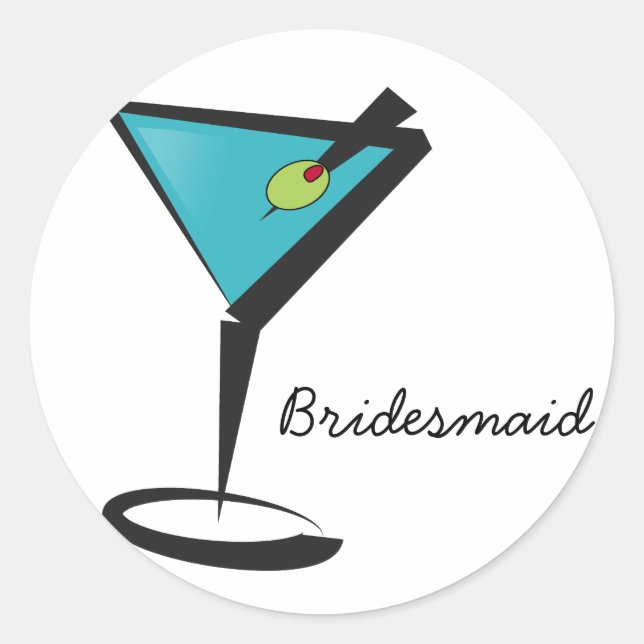 Sticker Rond Amusant Aqua Martini (Devant)