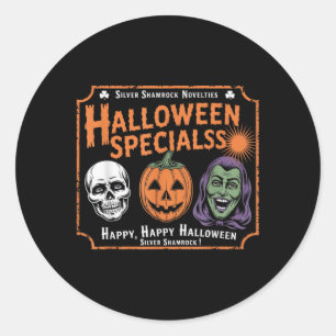 Sticker Rond Amusant Argent Novelités Shamrock Halloween Spécia
