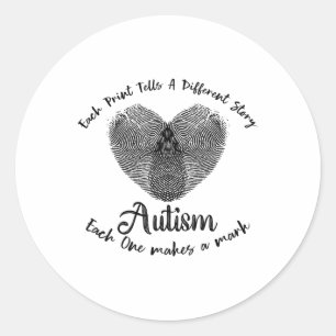 Sticker Rond Amusant Autisme D'Empreinte Chaque Impression Dit