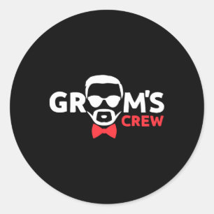 Sticker Rond Amusant Bachelor Party Grooms Crew Stag Mariage Pa