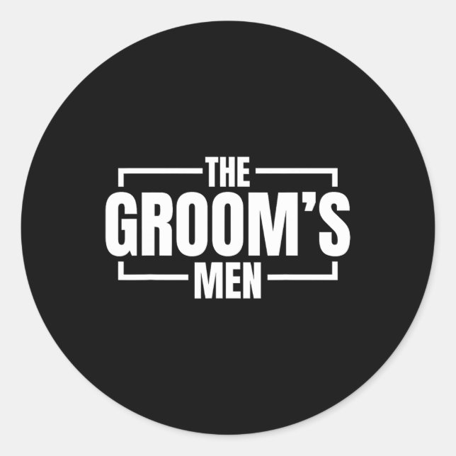Sticker Rond Amusant Bachelor Party Les Grooms Hommes Stag Mari (Devant)