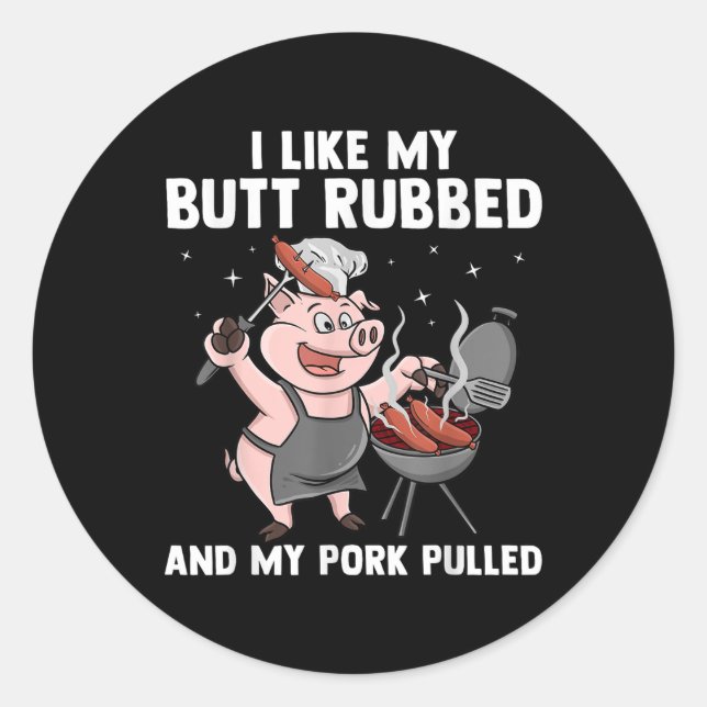 Sticker Rond Amusant Barbecue Conception Pour Hommes Femmes Bar (Devant)
