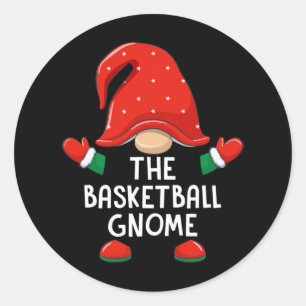 Sticker Rond Amusant Basketball Gnome Christmas Matching Famill