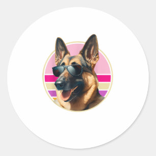 Sticker Rond Amusant berger allemand Chien Design Art Costume O