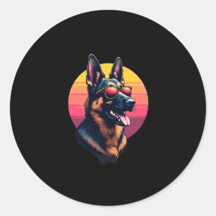 Sticker Rond Amusant berger allemand Chien Design Art Costume O