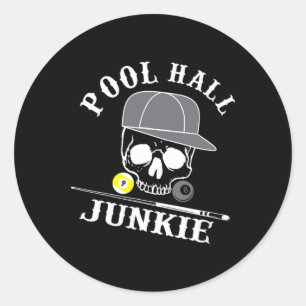 Sticker Rond Amusant Billard Salle De Piscine Junkie Pour Les J