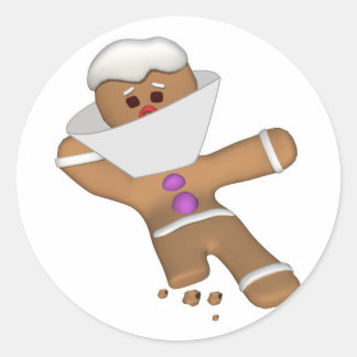 Sticker Rond Amusant Bit Lui-Même Gingerbread Homme