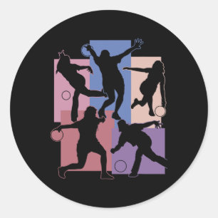 Sticker Rond Amusant Bowler Joueur de Bowler Game