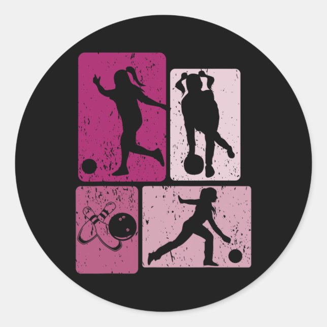 Sticker Rond Amusant Bowler Joueur de Bowler Game (Devant)