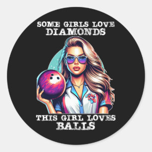Sticker Rond Amusant Bowling Art Pour Femmes Filles Track Bowli