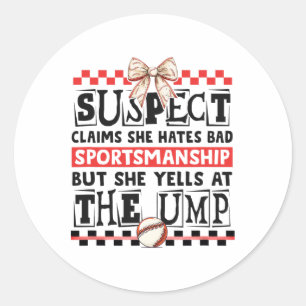 Sticker Rond Amusant Bysebyll Maman Suspect Yells Sur Le Sport 