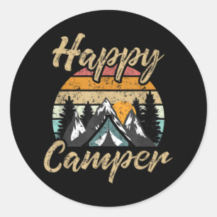 Sticker Rond Amusant Camping Randonnée Lover Présente Happy C