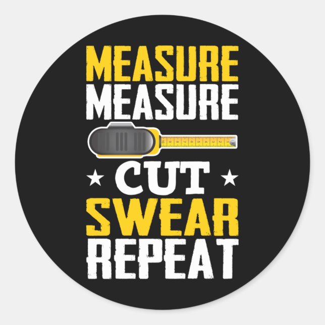 Sticker Rond Amusant charpentier de bois de travail plaisanteri (Devant)