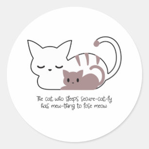 Sticker Rond Amusant chat couché et Art II
