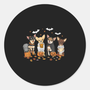 Sticker Rond Amusant Citrouille Ghost Chihuahua Halloween Chihu