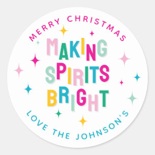 Sticker Rond Amusant Coloré Rendre les Esprits Lumineux Noël