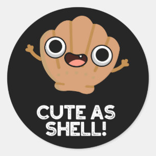 Sticker Rond Amusant Comme Shell Funny Seashell Pun Dark BG