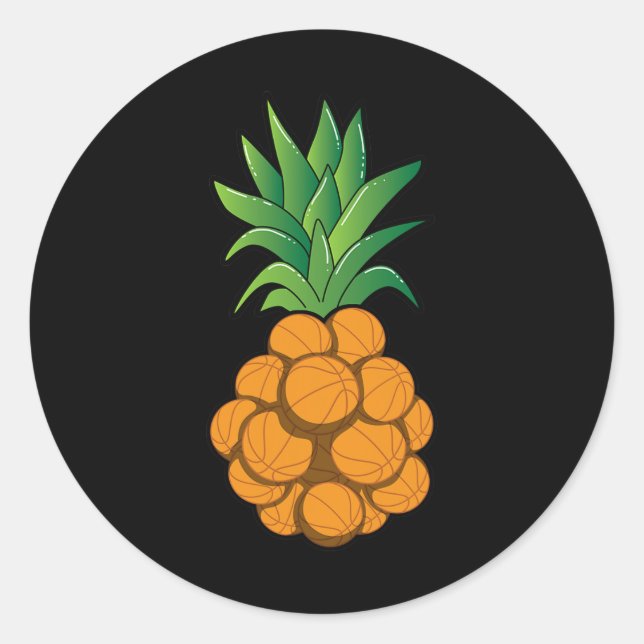 Sticker Rond Amusant cool de basket-ball conception ananas - ar (Devant)