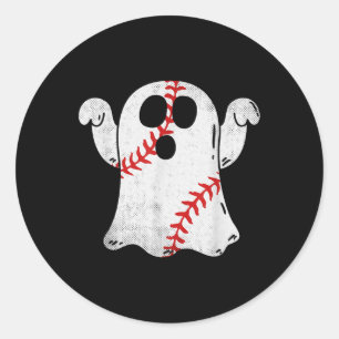 Sticker Rond Amusant Costume Halloween Baseball Ghost Baseball 