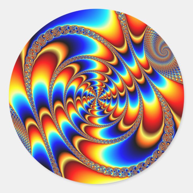 Sticker Rond Amusant couleur - Fractal (Devant)