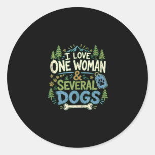 Sticker Rond Amusant cynique amateur de chien aime une femme &a