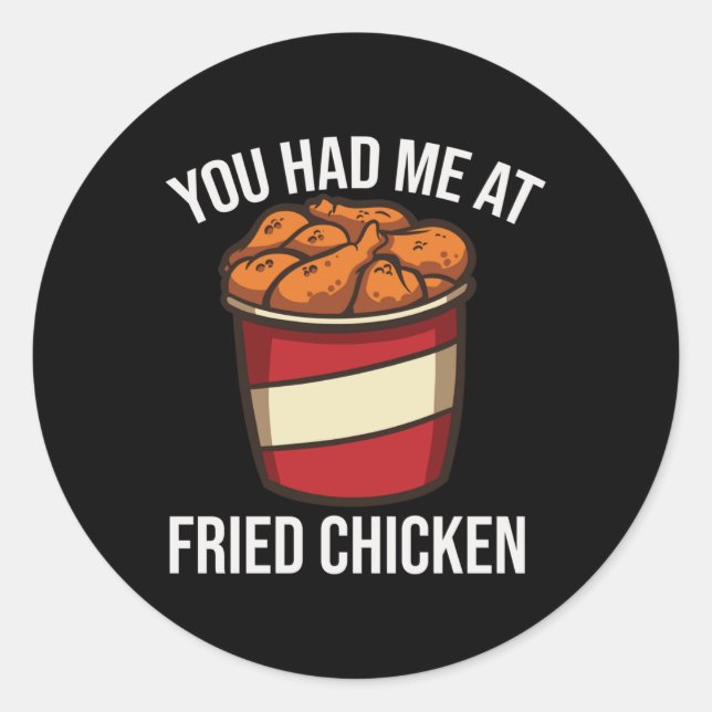 Sticker Rond Amusant De Poulet Fraisé Restauration Rapide Barbe (Devant)