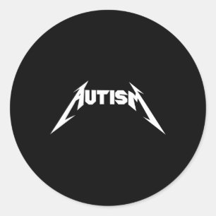 Sticker Rond Amusant Design Autisme Squelette Mème Métal Rock P