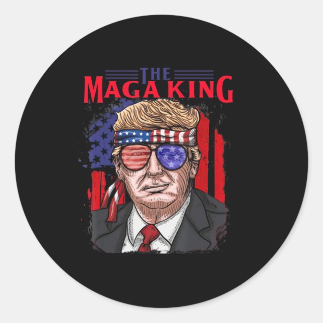 Sticker Rond Amusant Donald Trump Ultra Maga King le juillet US (Devant)