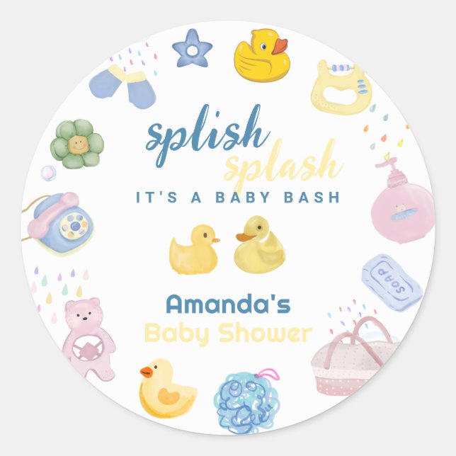 Sticker Rond Amusant éclaboussure Splash Canard en Caoutchouc D (Devant)