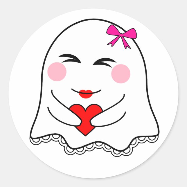 Sticker Rond Amusant émoji fantôme ! (Devant)